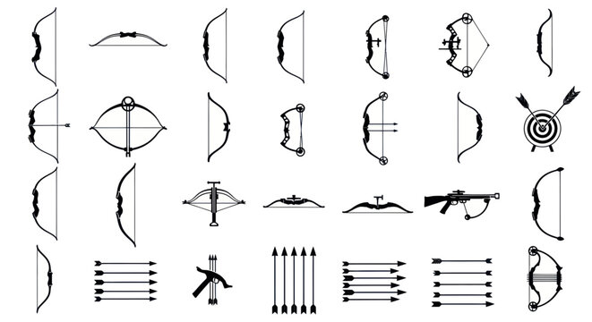 Collection of Bows and Arrows Icons: Traditional and Modern Designs