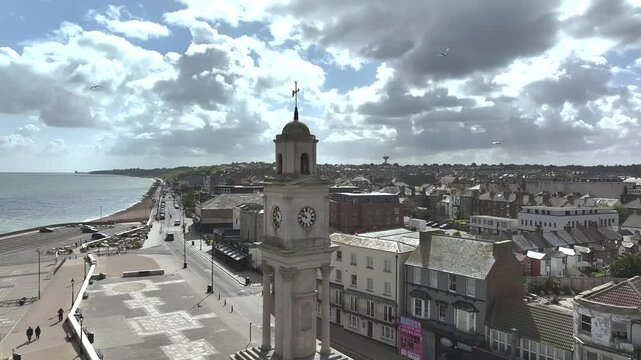 Herne Bay Clock Tower from a drone, Herne Bay, Kent, England