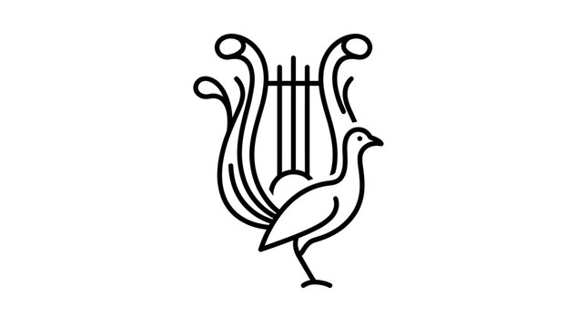 Elegant Bird and Lyre Icon: Music, Art, and Culture Symbol