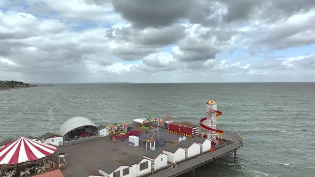 Herne Bay Pier from a drone, Herne Bay, Kent, England
