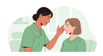 Fototapeta premium Doctor examining patient's eye, medical check-up, healthcare concept illustration