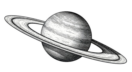 Saturn planet illustration, ringed celestial body, vintage sketch, astronomy graphic © ahmad