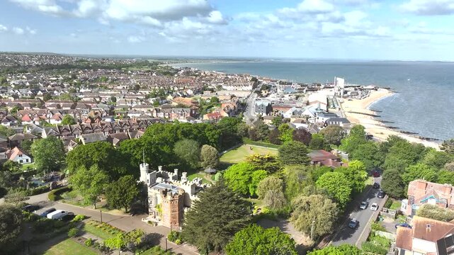 Whitstable Castle and Gardens from a drone, Tankerton, Canterbury, Kent, England