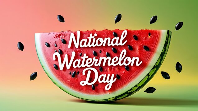 National watermelon day with a slice of watermelon and seeds