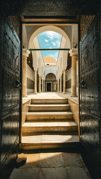 Hallway in Zaouia of Sidi Sahabi in Kairouan, Tunisia.