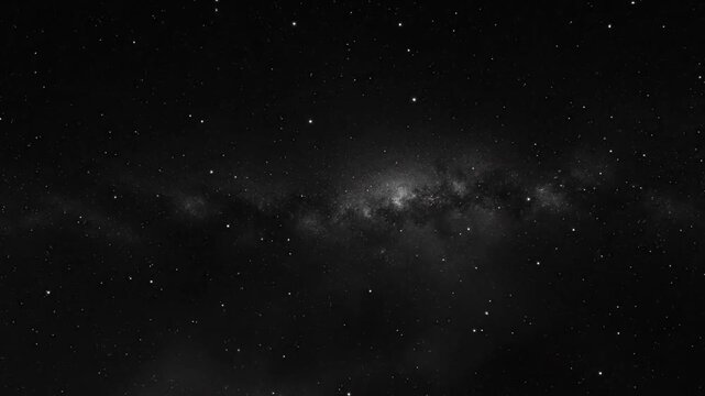 Black and white time-lapse of space, the Milky Way, meteor, and stars, creating a celestial background