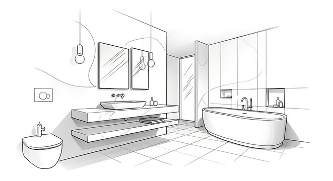 Modern bathroom interior design concept.