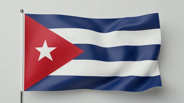 Cuba flag waving, Cuban national symbol, country's pride. Dynamic fabric motion of the Republic of Cuba banner fluttering in the wind. Patriotism and national identity concept.