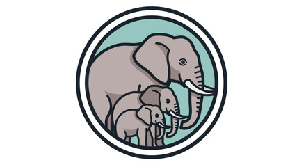 Elephant Family Circle Icon © selendang