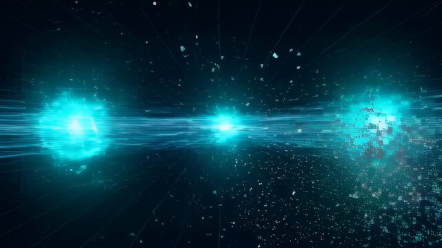 Virus technology line hack music digital network cyber attack data stream abstract dark noise texture glitch pattern blue black tones cyber energy motion