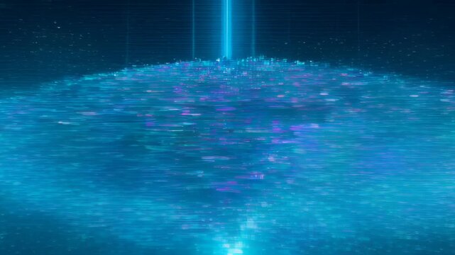 Abstract blue technology line with virus and hack pattern music glow, digital texture for modern network design abstract digital line landscape with virus hack music technology glow and data flow
