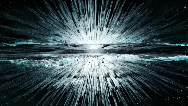 Abstract explosion line virus hack music technology glow dark burst digital network energy motion blur futuristic cyber background with cyan light speed and data cloud