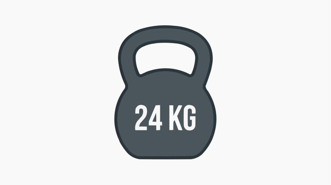 24kg Kettlebell Icon: A minimalist illustration of a 24kg kettlebell, a popular piece of weight training equipment, presented cleanly.