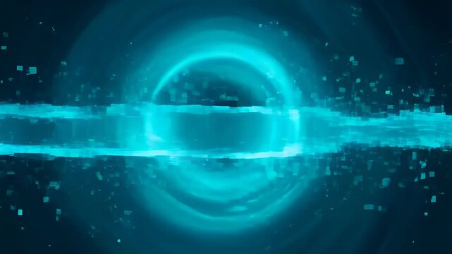 Abstract Cyber Digital Line Virus Hack Music Technology Data Stream Neon Glow Particle Field on Dark Background, Dynamic Threat Concept with Blue Abstract Motion and Searchable SEO Style