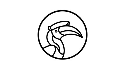 Abstract Hornbill Bird Icon, Minimalist Line Art, Tropical Wildlife Symbol © jovi adnan