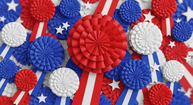 Red white and blue paper fans for july 4th celebration