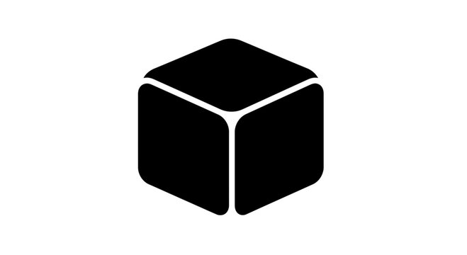 Cube icon represents a simple geometric shape designed for modern digital user interfaces and minimalistic graphic design layouts that require clean visual elements.