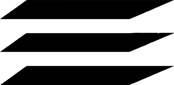 Stacked black parallel slanted bars in a minimalist design