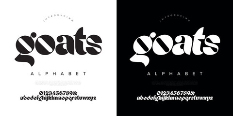 Goats ultra bold high contrast stencil serif display font with elegant dramatic curves for branding © happy