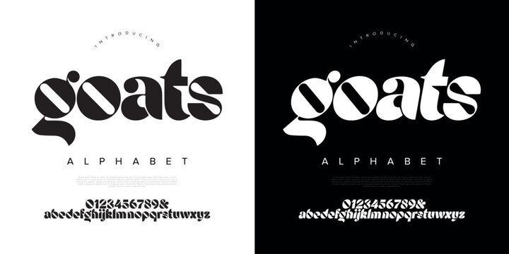 Goats ultra bold high contrast stencil serif display font with elegant dramatic curves for branding