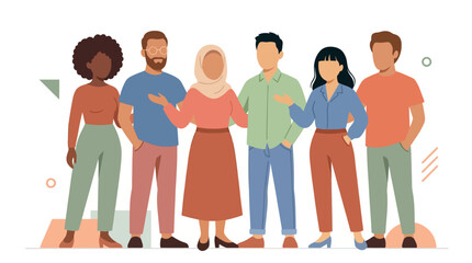 Obraz premium Diverse multicultural group of friends standing together in unity.