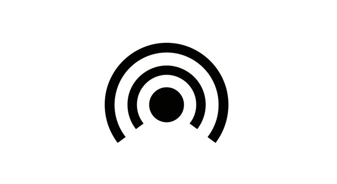 Signal icon showing concentric circular waves represents wireless connectivity, network broadcasting, or data transmission technology used in modern telecommunications and internet infrastructure.