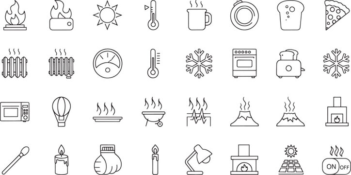 Line of heating cooling temperature control and thermostats for warming and chilling fire flame stove