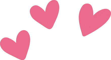 Hand drawn pink heart icons, set of three romantic doodle hearts, cute flat vector illustration for wedding invitations and greeting cards © Hinaa