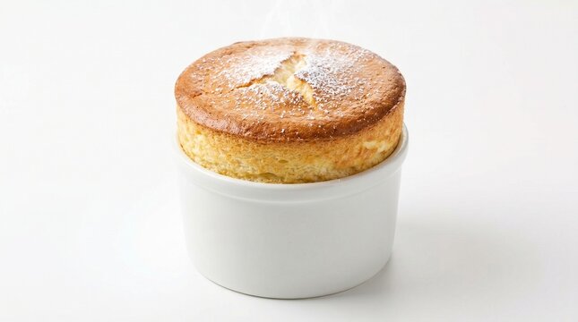French souffl&eacute; in white ramekin