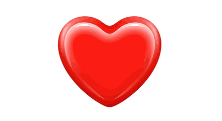 Fototapeta premium Glossy Red Heart Icon, Love Symbol, Valentine's Day, Romance, Isolated on White
