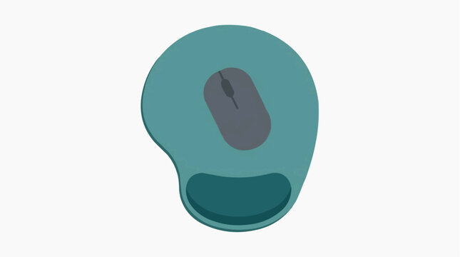 Computer Mouse and Wrist Rest Pad: A teal computer mouse sits on a matching teal mousepad with a built-in ergonomic wrist rest, offering comfort for extended computer use.