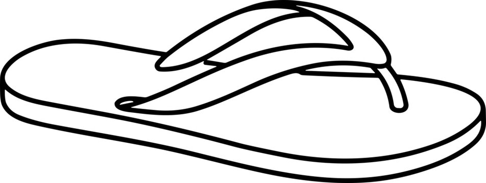 Simple outline drawing of a single flip-flop sandal, isolated on white background