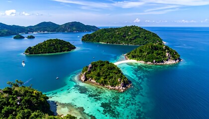 Fototapeta premium Aerial view of tropical islands landscape.