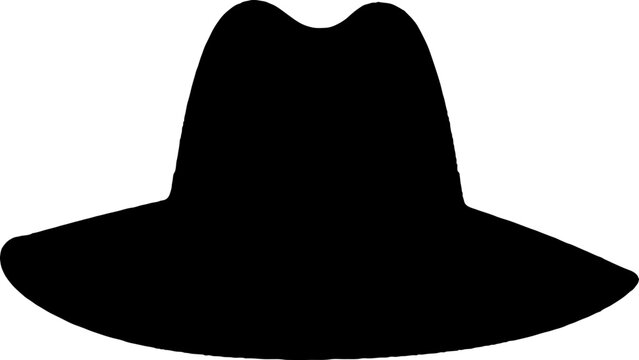 Minimalist black silhouette of classic trilby hat