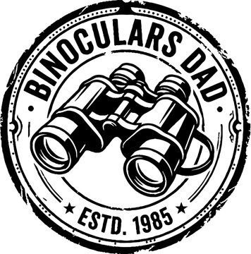 Binoculars dad established 1985 retro badge