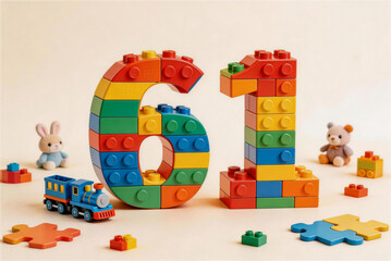 Obraz premium A building block world made of the number 