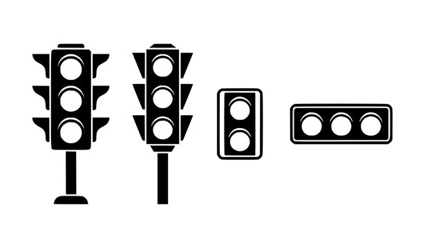 Traffic light set vertical and horizontal configurations black silhouette