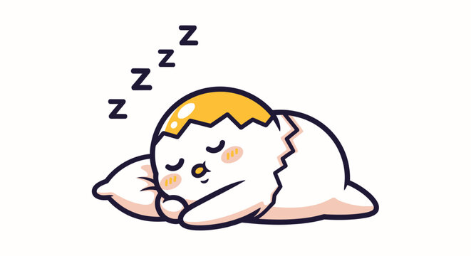 Sleeping Cat with Pillow and Zzz Symbols