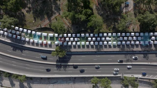 Tiny Homes For Homeless Arroyo Seco Los Angeles California Drone Aerial View