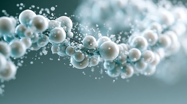 tiny floating nanoparticles creating futuristic molecular chain, abstract medical science background