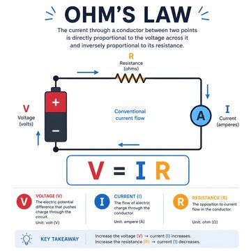 Simple Ohm&rsquo;s Law Infographic for Science Classroom