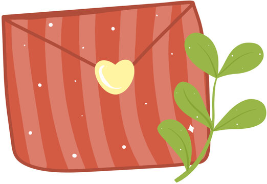 Sunshine Love Letter Envelope with Leaves Vector Illustration