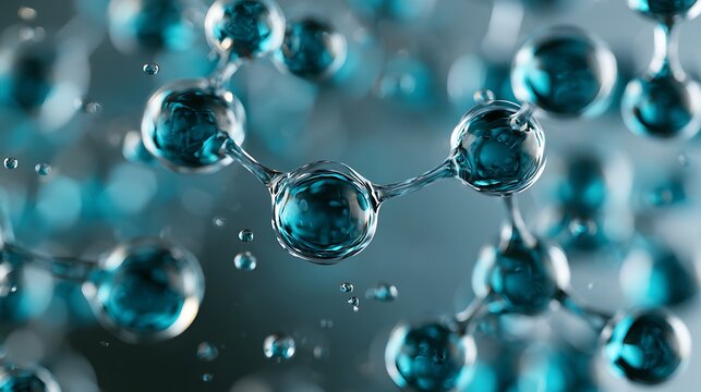 advanced nano skincare technology with floating serum droplets, molecular beauty structure,