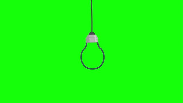 4K Animated Empty Light Bulb Outline Swinging Pendulum on Green Screen Concept