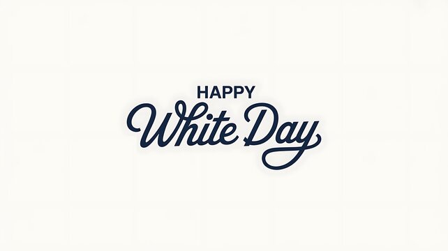 Happy White Day greeting with elegant calligraphy on a white background