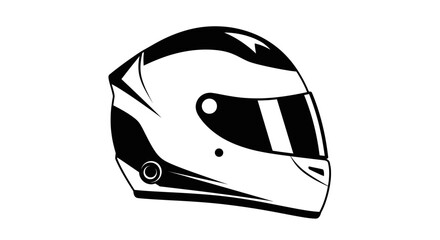 Fototapeta premium Racing Helmet Icon - Black and White Vector Illustration