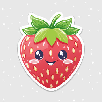 Super niedliche Erdbeere als Sticker