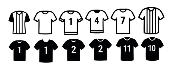 football soccer sports jersey icon design vector silhouette in isolated white background © MDAMINUL