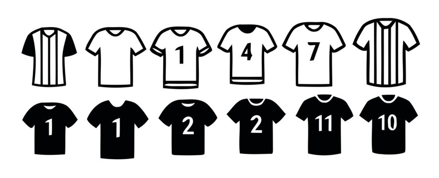 football soccer sports jersey icon design vector silhouette in isolated white background