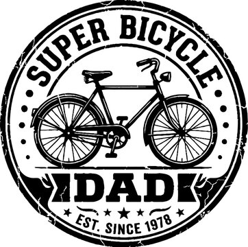 Super bicycle dad vintage cycling badge design